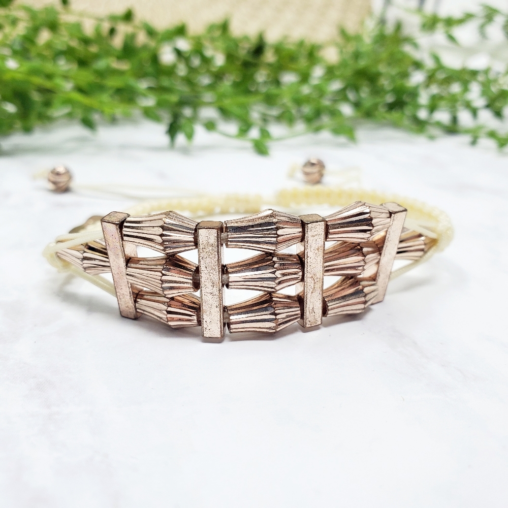 Rose Gold & Ivory Cord Bracelet